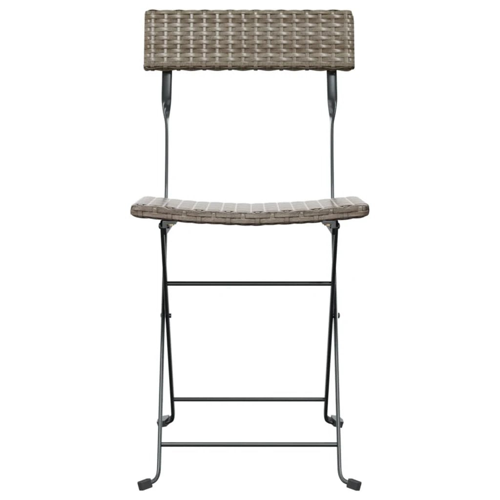 vidaXL Folding Bistro Chairs 2 pcs Black Poly Rattan and Steel - Bistro Sets