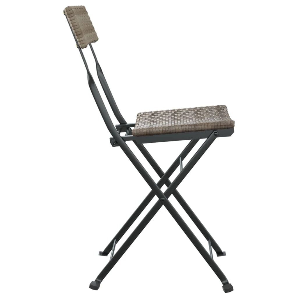 vidaXL Folding Bistro Chairs 2 pcs Black Poly Rattan and Steel by vidaXL