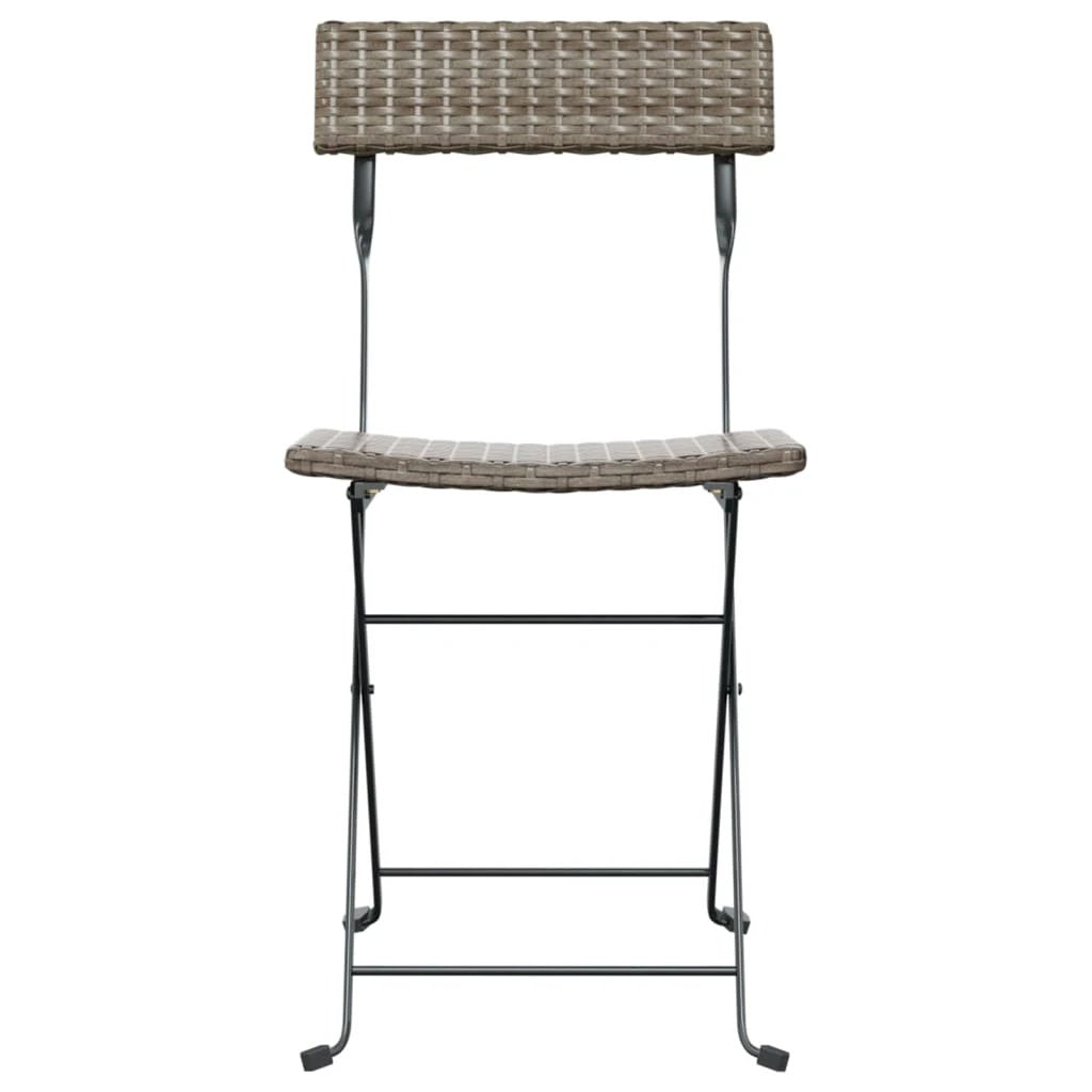 vidaXL Folding Bistro Chairs 2 pcs Black Poly Rattan and Steel by vidaXL