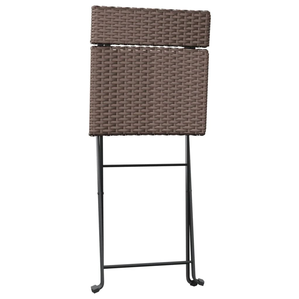 vidaXL Folding Bistro Chairs 2 pcs Black Poly Rattan and Steel - Bistro Sets