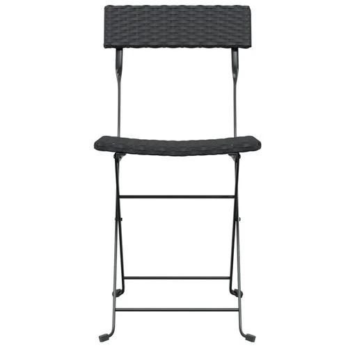 vidaXL Folding Bistro Chairs 2 pcs Black Poly Rattan and Steel by vidaXL