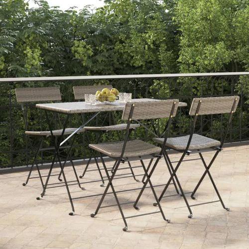 vidaXL Folding Bistro Chairs 2 pcs Black Poly Rattan and Steel by vidaXL