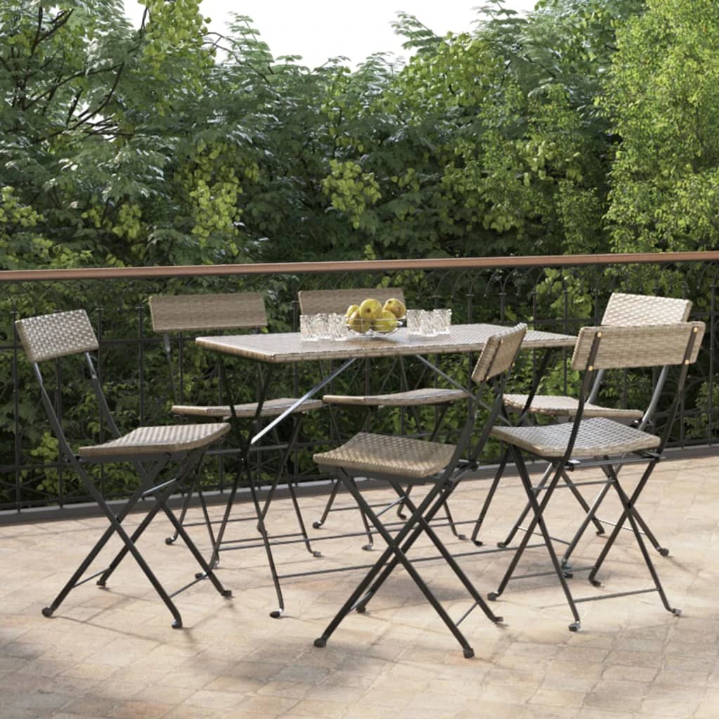 vidaXL Folding Bistro Chairs 2 pcs Black Poly Rattan and Steel - Bistro Sets