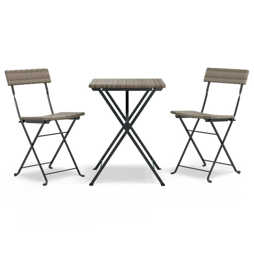 vidaXL vidaXL 3 Piece Folding Bistro Set Black Poly Rattan - Bistro Sets