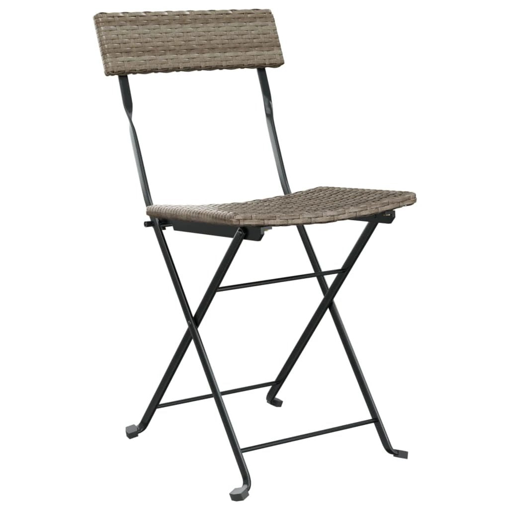 vidaXL 3 Piece Folding Bistro Set Black Poly Rattan by vidaXL