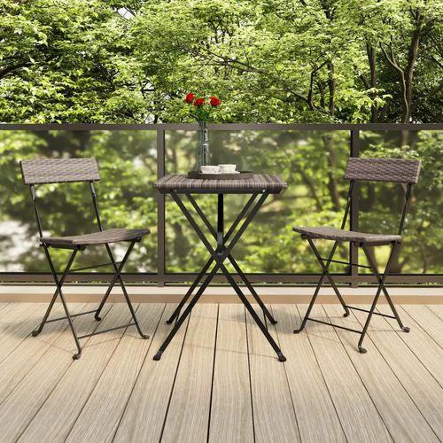 vidaXL vidaXL 3 Piece Folding Bistro Set Black Poly Rattan - Bistro Sets