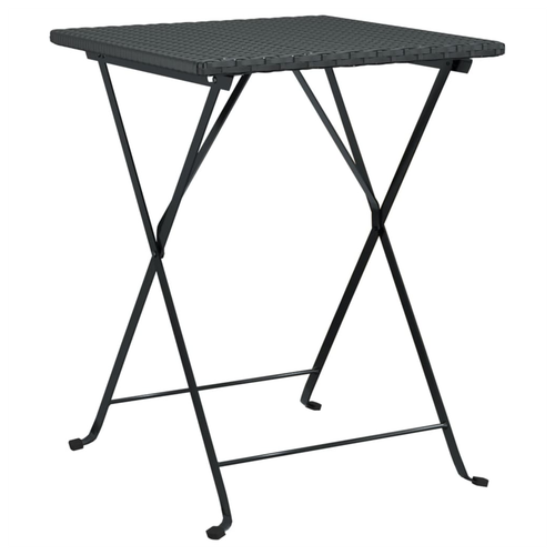 vidaXL vidaXL 3 Piece Folding Bistro Set Black Poly Rattan - Bistro Sets