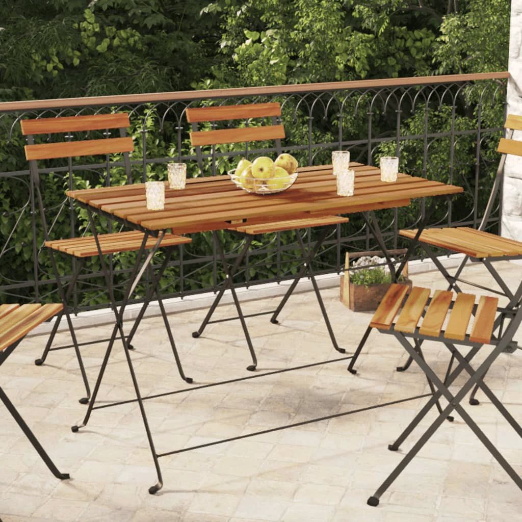 vidaXL Folding Bistro Table 100x54x71 cm Solid Wood Acacia and Steel by vidaXL