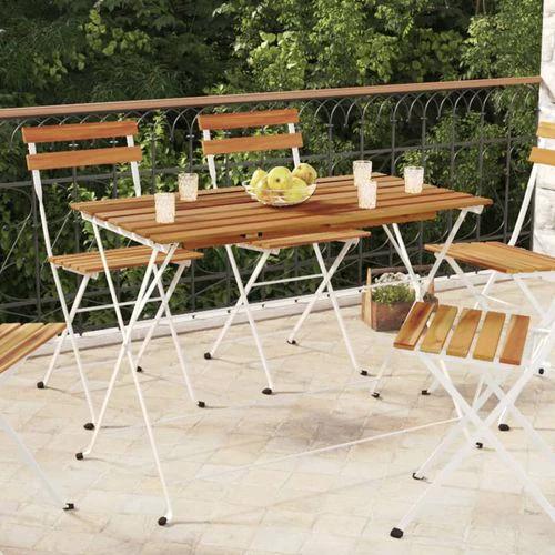 vidaXL Folding Bistro Table 100x54x71 cm Solid Wood Acacia and Steel by vidaXL