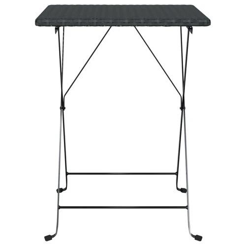 vidaXL vidaXL Folding Bistro Table Black 55x54x71 cm Poly Rattan - Bistro Sets