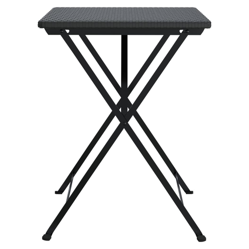 vidaXL vidaXL Folding Bistro Table Black 55x54x71 cm Poly Rattan - Bistro Sets