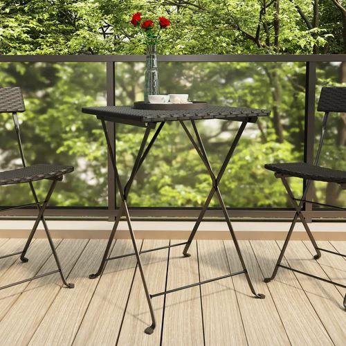 vidaXL vidaXL Folding Bistro Table Black 55x54x71 cm Poly Rattan - Bistro Sets
