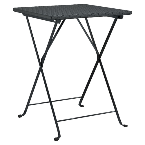 vidaXL vidaXL Folding Bistro Table Black 55x54x71 cm Poly Rattan - Bistro Sets