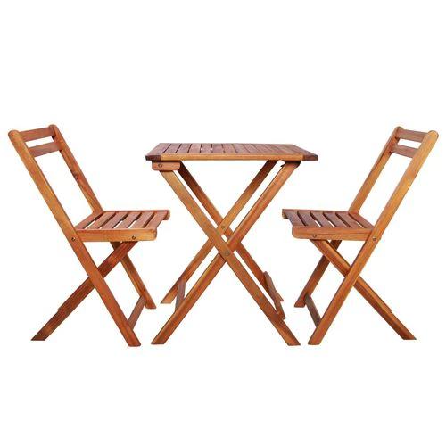 vidaXL 3 Piece Folding Bistro Set Solid Acacia Wood - Bistro Sets