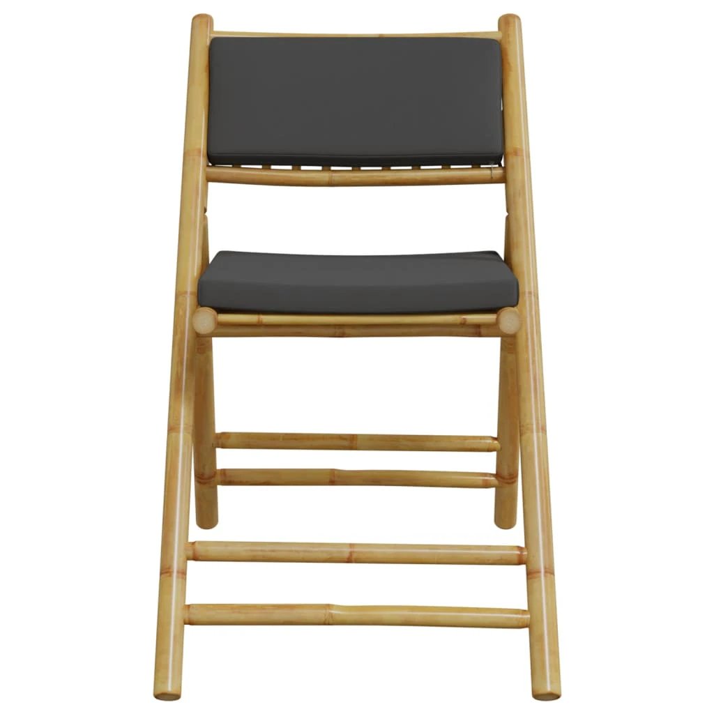 vidaXL 5 Piece Folding Bistro set with Cream White Cushions Bamboo by vidaXL