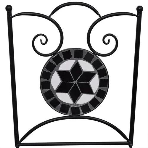 vidaXL 3 Piece Bistro Set Ceramic Tile Black and White - Bistro Sets