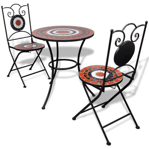 vidaXL 3 Piece Bistro Set Ceramic Tile Terracotta and White - Bistro Sets