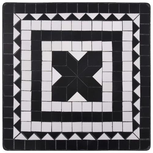 vidaXL 3 Piece Mosaic Bistro Set Ceramic Tile Black and White - Bistro Sets