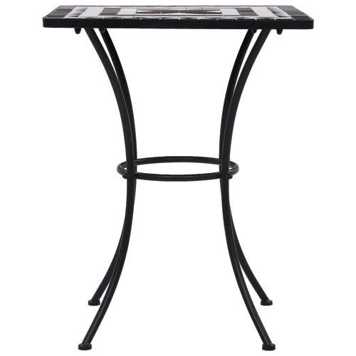 vidaXL 3 Piece Mosaic Bistro Set Ceramic Tile Black and White - Bistro Sets