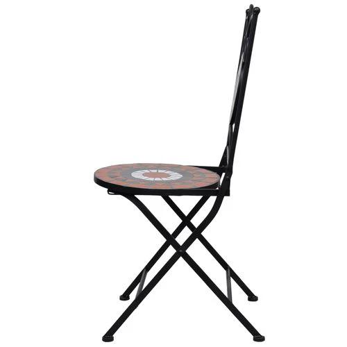 3 Piece Mosaic Bistro Set Ceramic Tile Terracotta and White by vidaXL