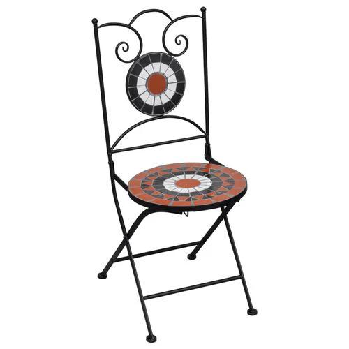 3 Piece Mosaic Bistro Set Ceramic Tile Terracotta and White by vidaXL