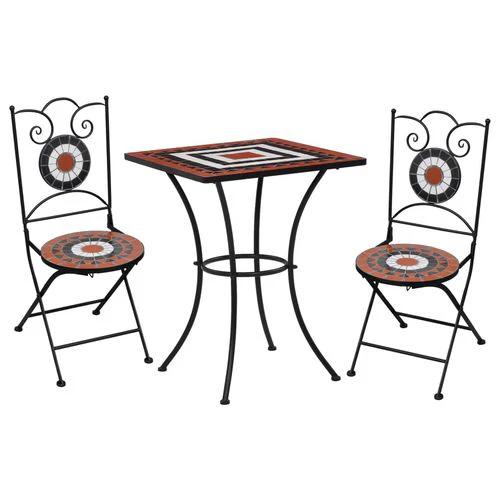 3 Piece Mosaic Bistro Set Ceramic Tile Terracotta and White by vidaXL
