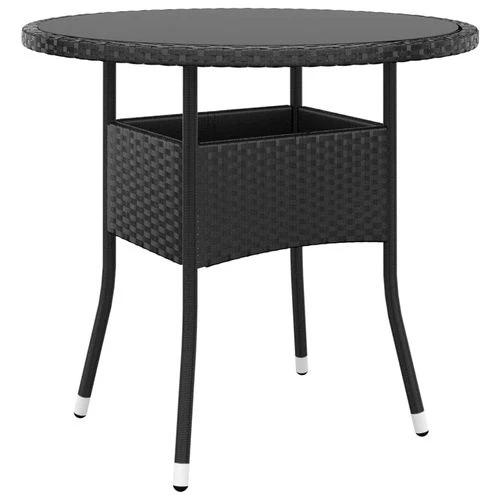 5 Piece Garden Bistro Set Poly Rattan and Tempered Glass Black by vidaXL