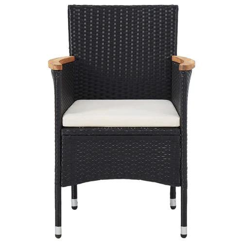 5 Piece Garden Bistro Set Poly Rattan and Tempered Glass Black by vidaXL