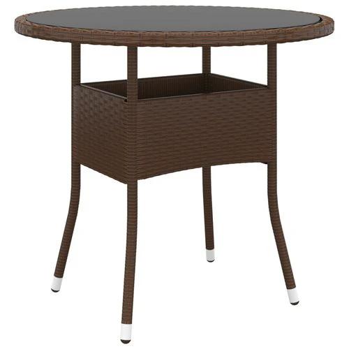 vidaXL 5 Piece Garden Bistro Set Poly Rattan and Tempered Glass Brown - Bistro Sets