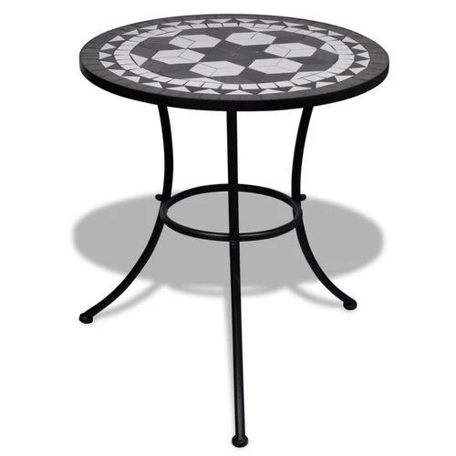 vidaXL Bistro Table Black and White 60 cm Mosaic - Bistro Sets