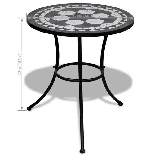 vidaXL Bistro Table Black and White 60 cm Mosaic - Bistro Sets