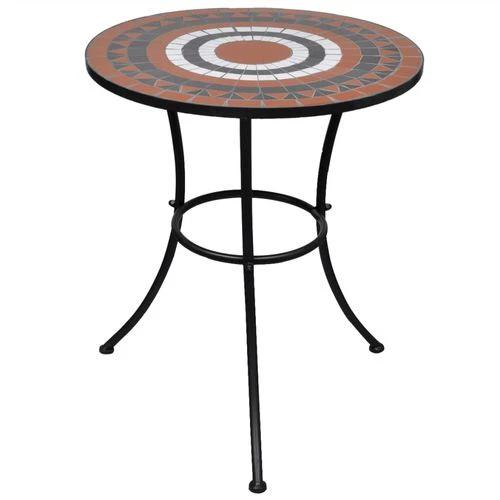 vidaXL Bistro Table Terracotta and White 60 cm Mosaic - Bistro Sets