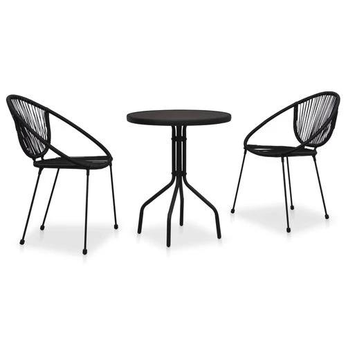 vidaXL vidaXL 3 Piece Bistro Set PVC Rattan Black - Bistro Sets