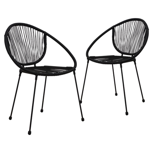 vidaXL vidaXL 3 Piece Bistro Set PVC Rattan Black - Bistro Sets