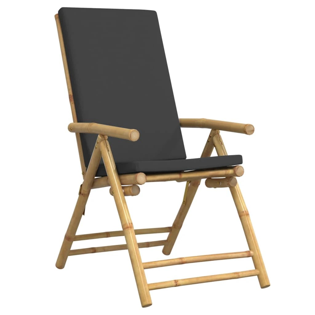 vidaXL 4 Piece Folding Bistro Chairs with Cream White Cushions Bamboo by vidaXL
