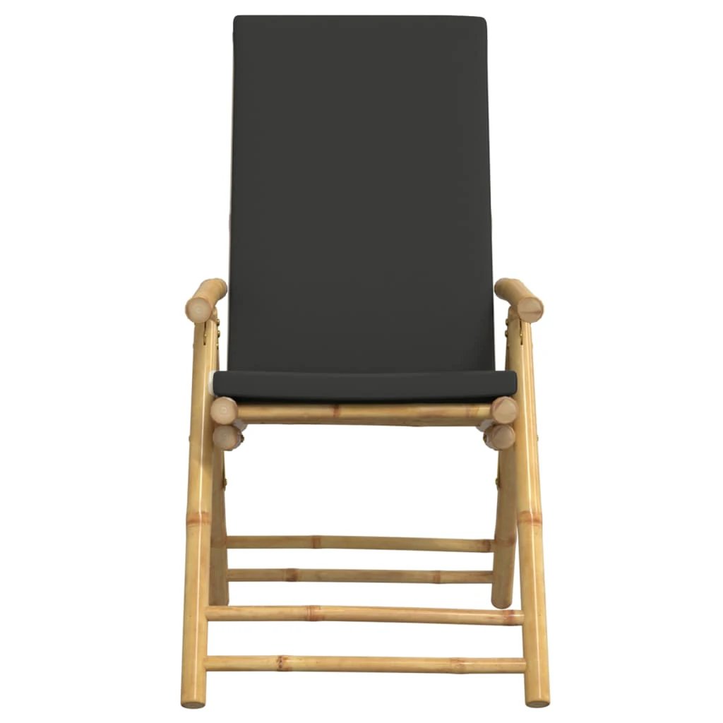 vidaXL 4 Piece Folding Bistro Chairs with Cream White Cushions Bamboo - Bistro Sets