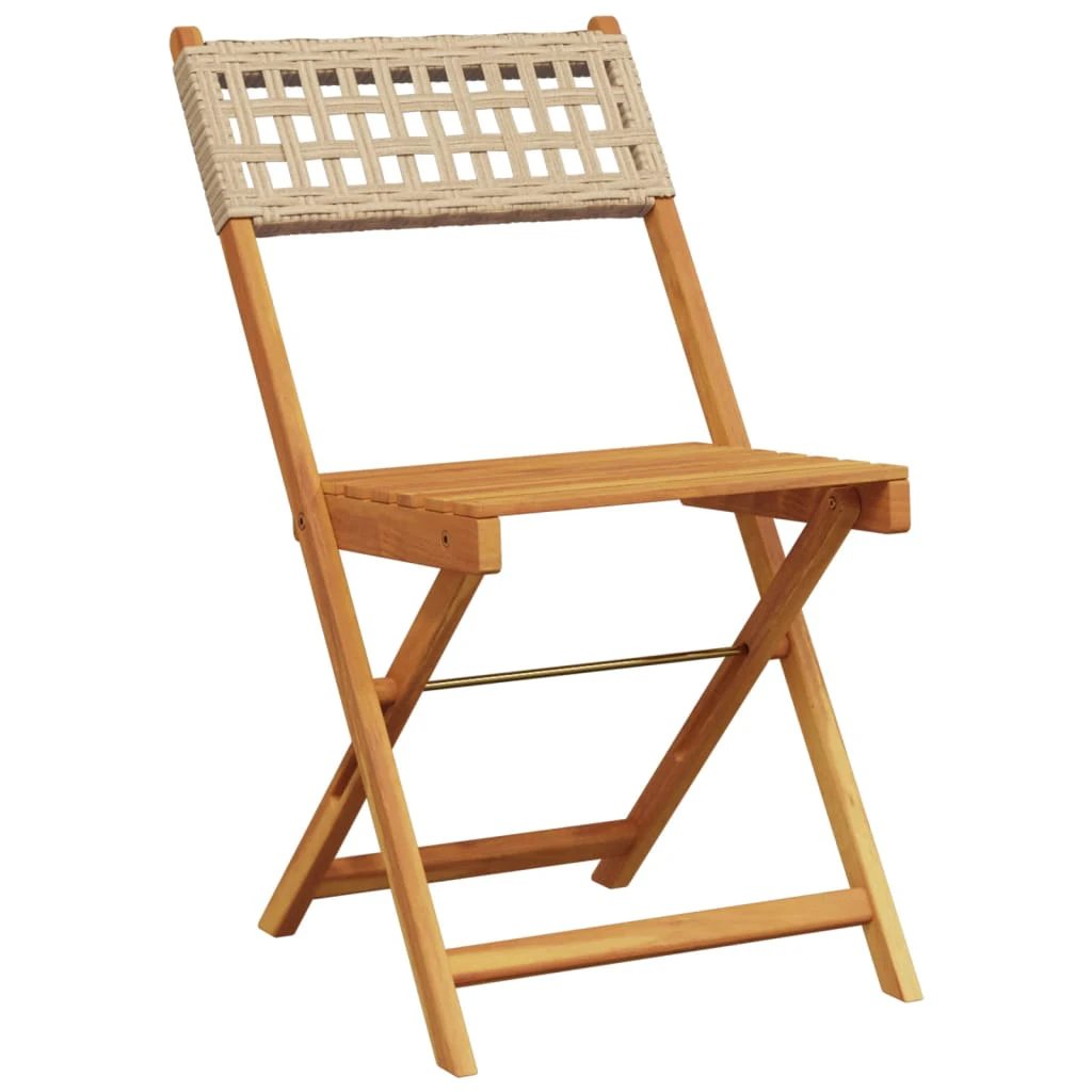 vidaXL Bistro Chairs 2 pcs Black Solid Wood Acacia and Poly Rattan - Bistro Sets