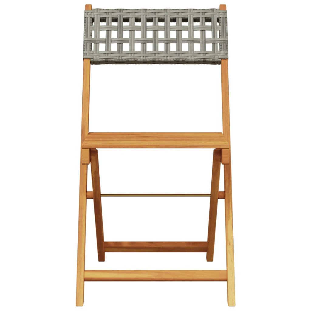 vidaXL Bistro Chairs 2 pcs Black Solid Wood Acacia and Poly Rattan by vidaXL