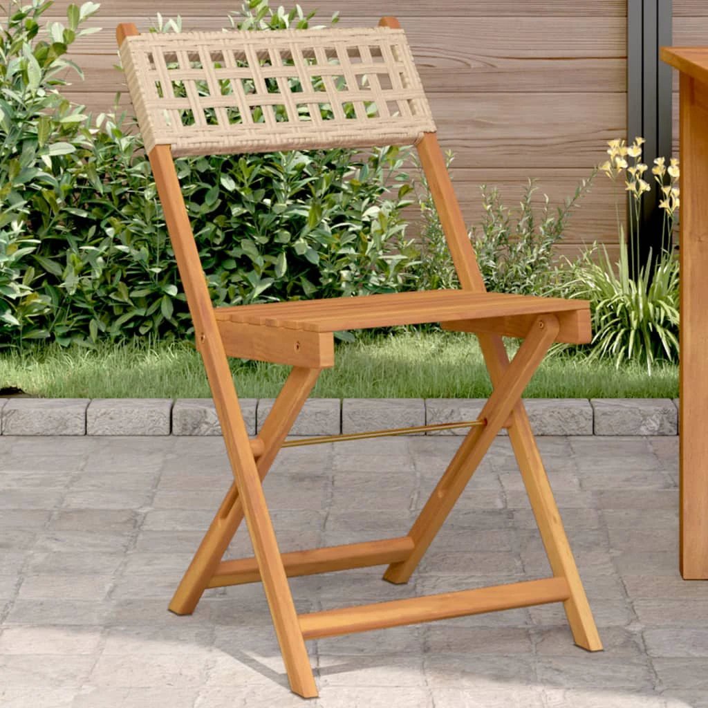 vidaXL Bistro Chairs 2 pcs Black Solid Wood Acacia and Poly Rattan - Bistro Sets