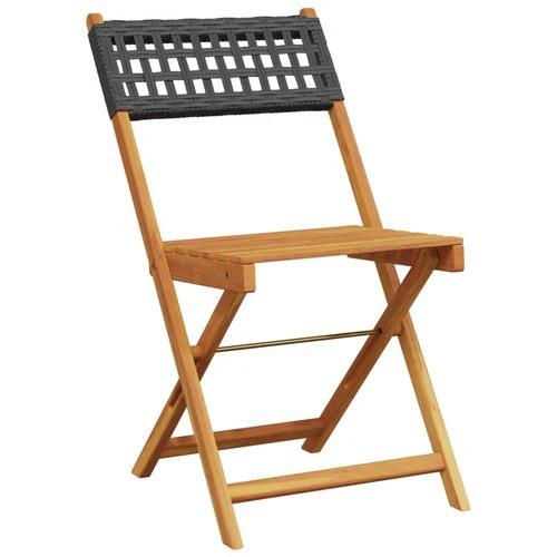 vidaXL Bistro Chairs 2 pcs Black Solid Wood Acacia and Poly Rattan by vidaXL