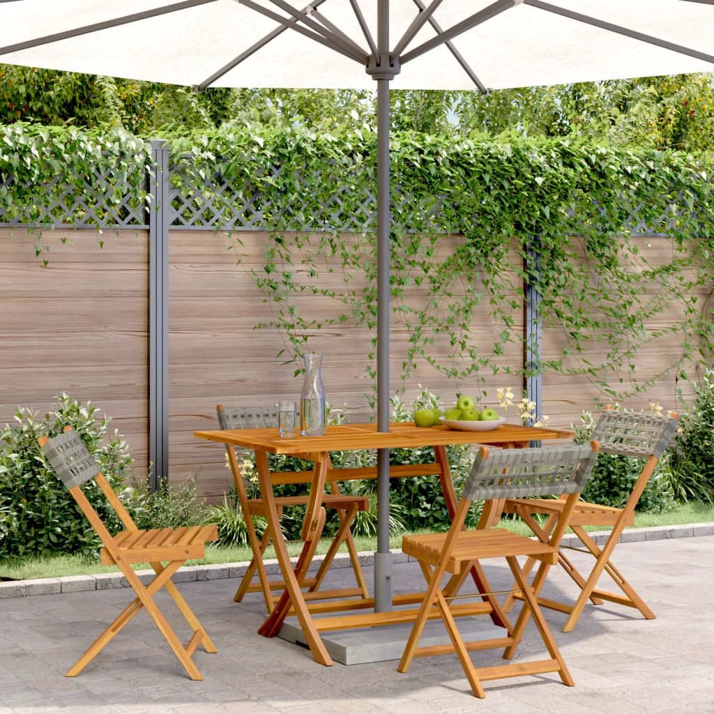 vidaXL Bistro Chairs 2 pcs Black Solid Wood Acacia and Poly Rattan - Bistro Sets