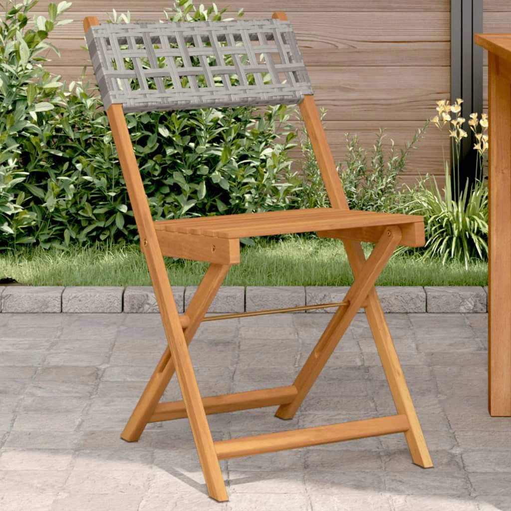 vidaXL Bistro Chairs 2 pcs Black Solid Wood Acacia and Poly Rattan - Bistro Sets