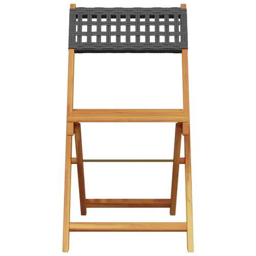 vidaXL Bistro Chairs 2 pcs Black Solid Wood Acacia and Poly Rattan by vidaXL