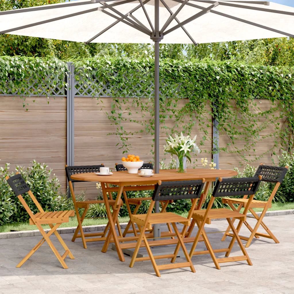 vidaXL Bistro Chairs 2 pcs Black Solid Wood Acacia and Poly Rattan by vidaXL