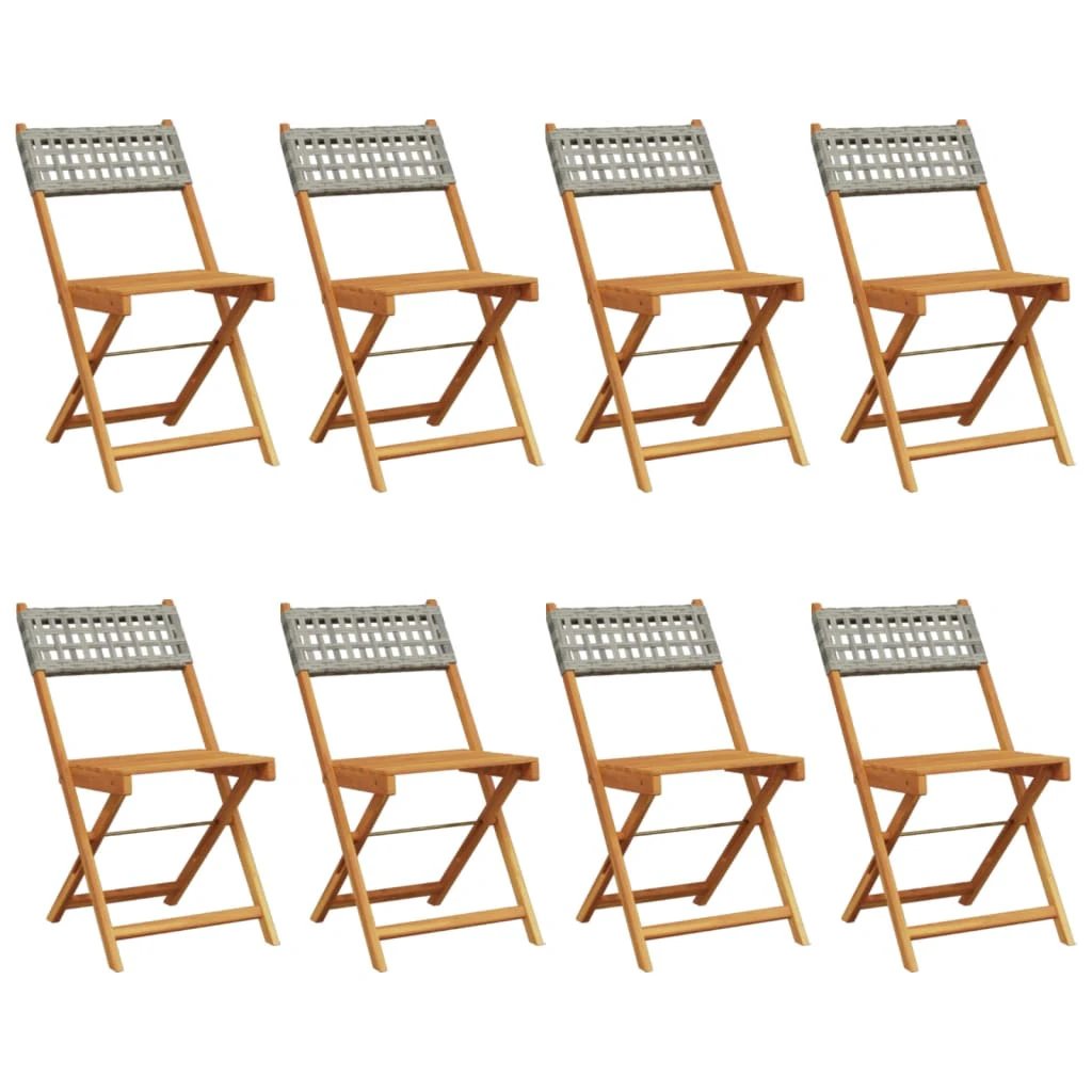 vidaXL Bistro Chairs 2 pcs Black Solid Wood Acacia and Poly Rattan by vidaXL