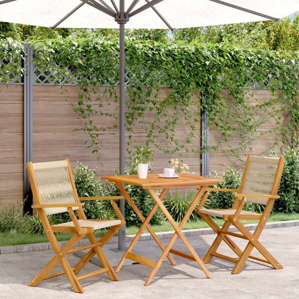 vidaXL 3 Piece Bistro Set Black Polypropylene and Solid Wood by vidaXL