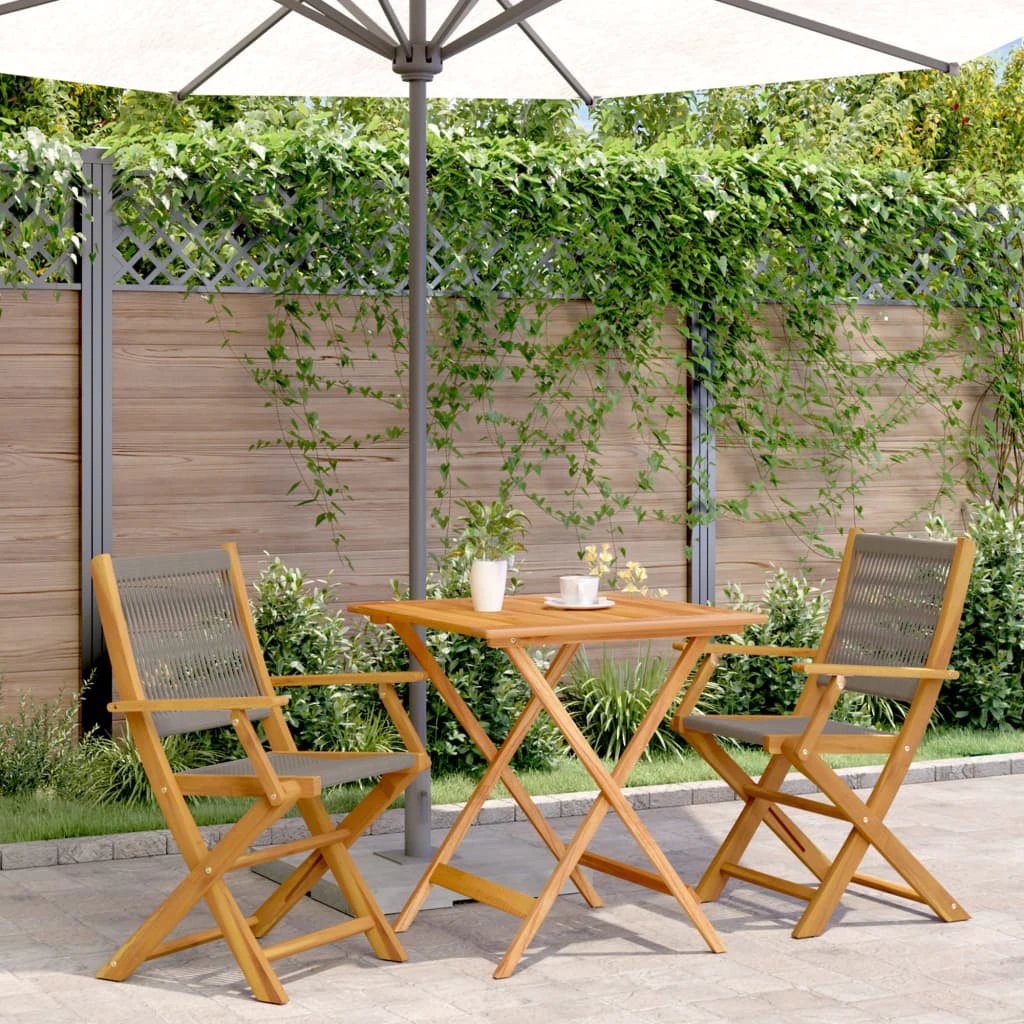 vidaXL 3 Piece Bistro Set Black Polypropylene and Solid Wood by vidaXL