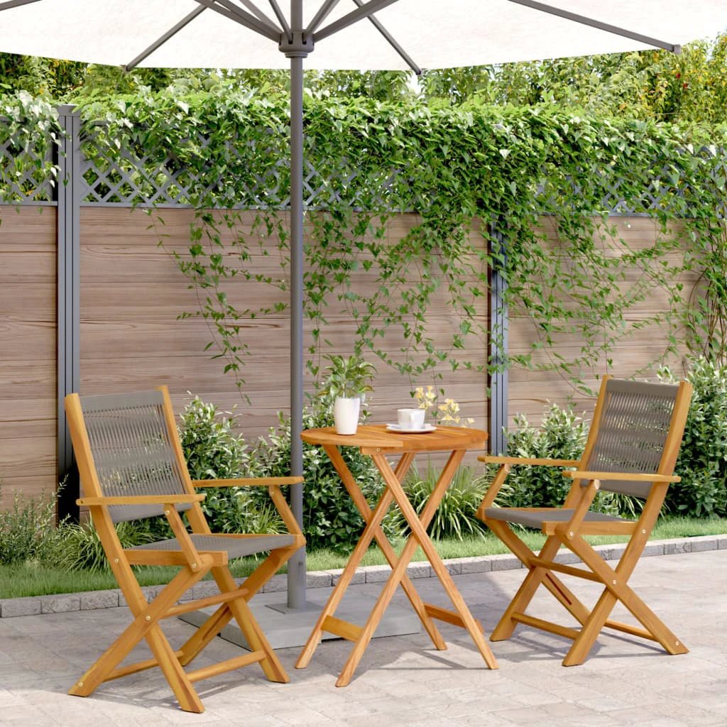 vidaXL 3 Piece Bistro Set Black Polypropylene and Solid Wood by vidaXL