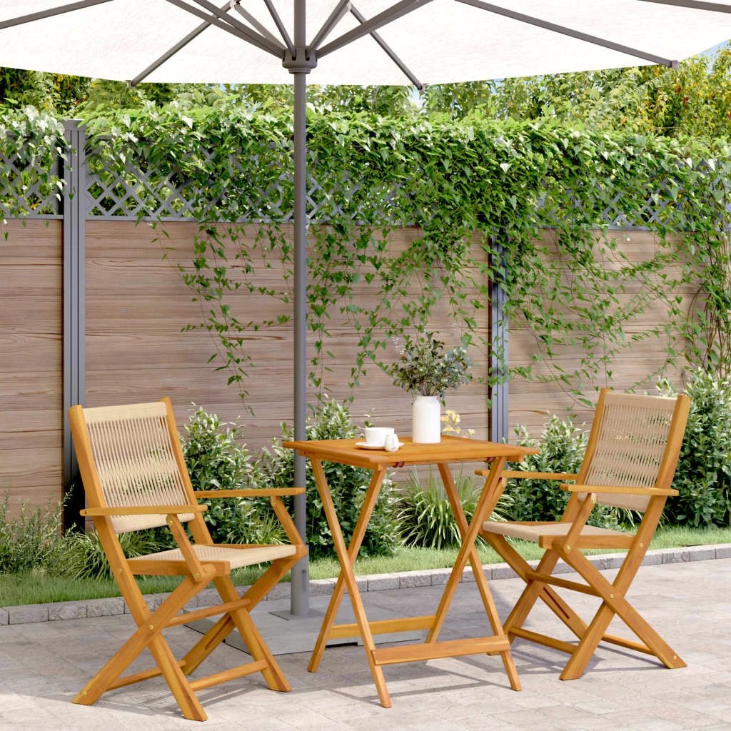 vidaXL 3 Piece Bistro Set Black Polypropylene and Solid Wood by vidaXL