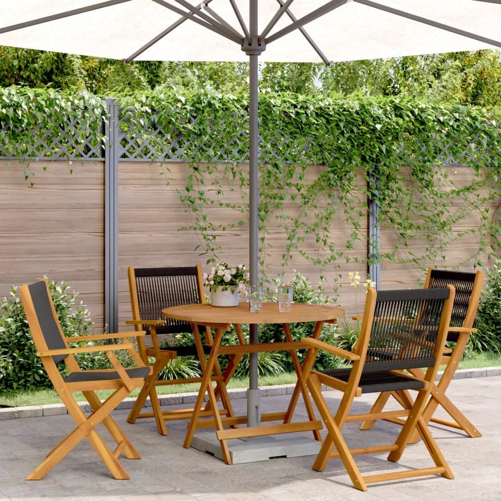 vidaXL 3 Piece Bistro Set Black Polypropylene and Solid Wood by vidaXL